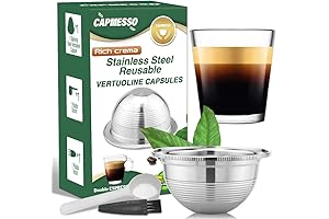 CAPMESSO Reusable Vertuo Pods, Refillable Vertuoline Capsules Compatible with Vertuoline Machine GCA1 and Delonghi ENV135S