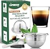 CAPMESSO Stainless Steel Reusable Coffee Capsule, Metal Refillable Coffee Pod Compatible with Nespresso Vertuoline GCA1/ENV135/ENV150/BNV420 (8OZ(Coffee Cup)+10 Silicone Rings)