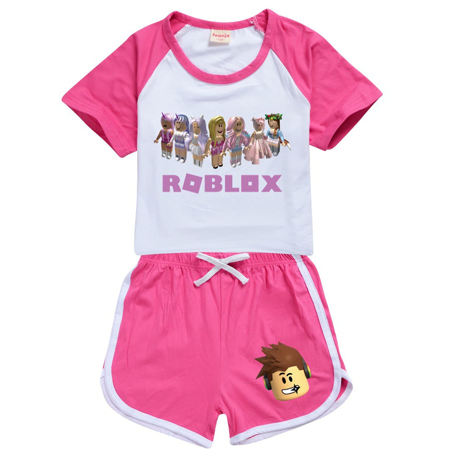 CKCKTZ Conjunto de ropa para niñas con diseño gráfico de camiseta Tops blusa Ro-blox pantalones cortos pantalones de verano