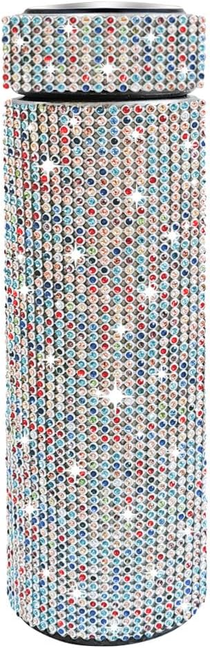 17 oz Bling Stainless Steel Water Bottle LED Temperature Display Smart Rhinestone Vacuum Water Bottle Glitter Bottles Diamond Vacuum Flask Mug Gift Girls Women (500ml),AB White