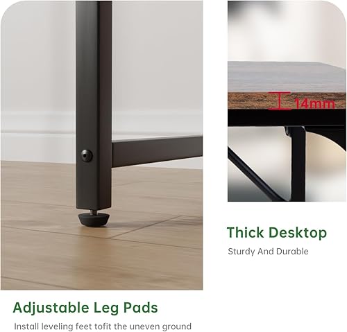 Miniatura 28 de YRLLENSDAN Escritorio grande de madera, escritorio para juegos de 48 pulgadas, escritorio moderno para escritura, estación de trabajo, mesa de