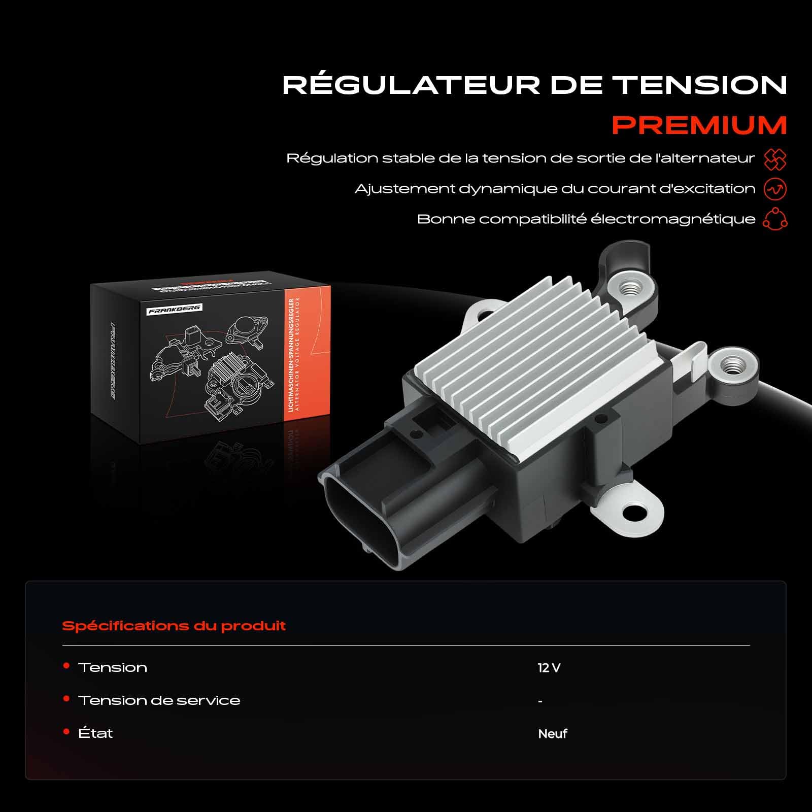 Frankberg Régulateur d'alternateur, régulateur de générateur, tripolaire,