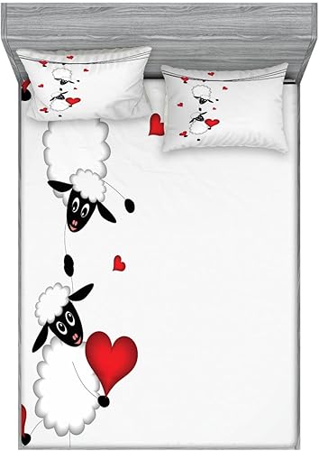 Miniatura 50 de Ambesonne - Juego de sábanas bajeras y fundas de almohada, diseño clásico botánico, plantas de jardín vintage, juego de 3 piezas con estampado