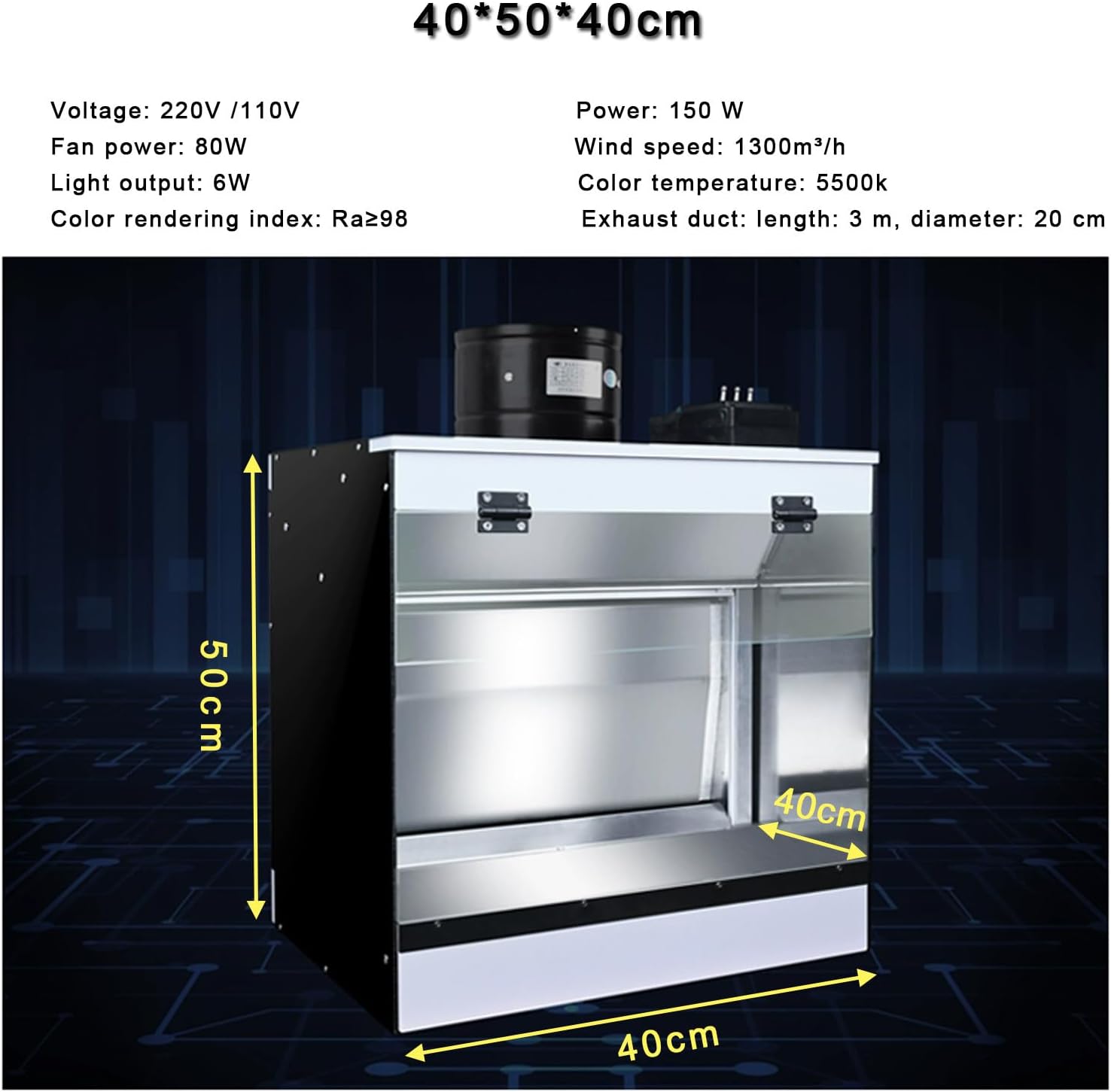 Airbrush Spray Booth with Waterfall Exhaust, 5500K LED Lighting for Model Craft Painting