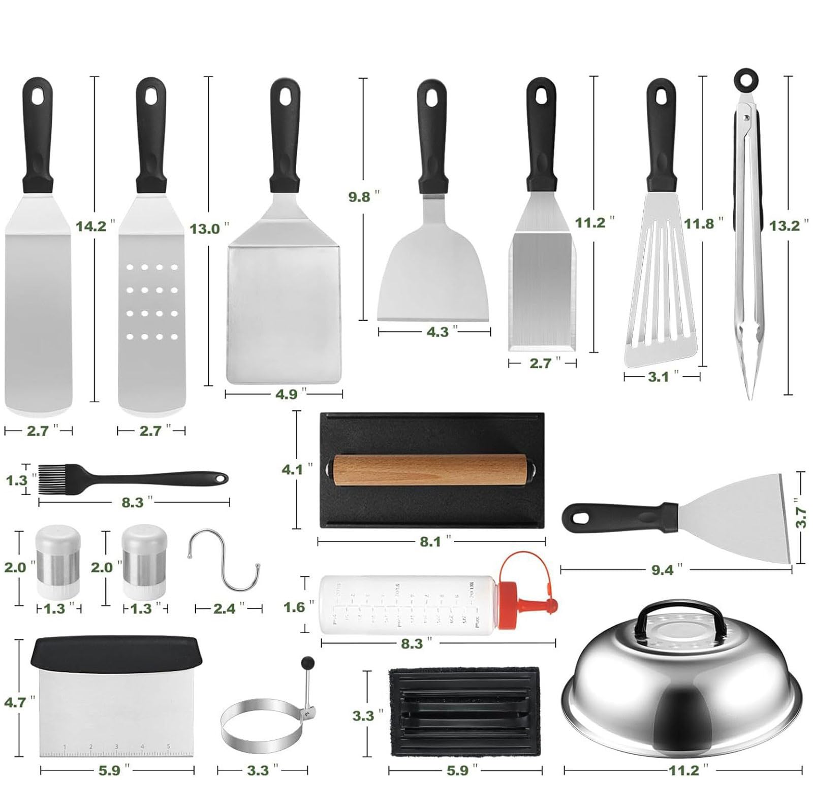 Utensili da cucina multifunzione per esterni, set da 140 pezzi per gli appassionati di grigliate, materiali lavabili in lavastoviglie