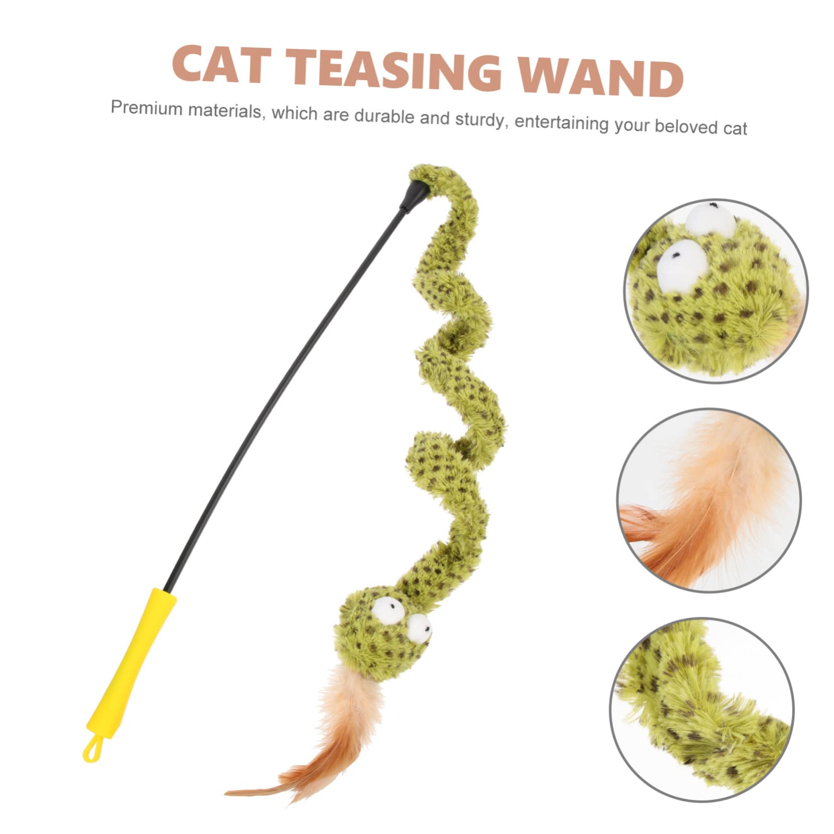 FRCOLOR 3stücke Interaktiver Katzenspielzeug-stab Mit Feder Snake Teasing Stick Für Indoor-Katzen Fördert Gesundheit Und Bewegung Leicht Und Tragbar Für Beschäftigung Von Haustieren