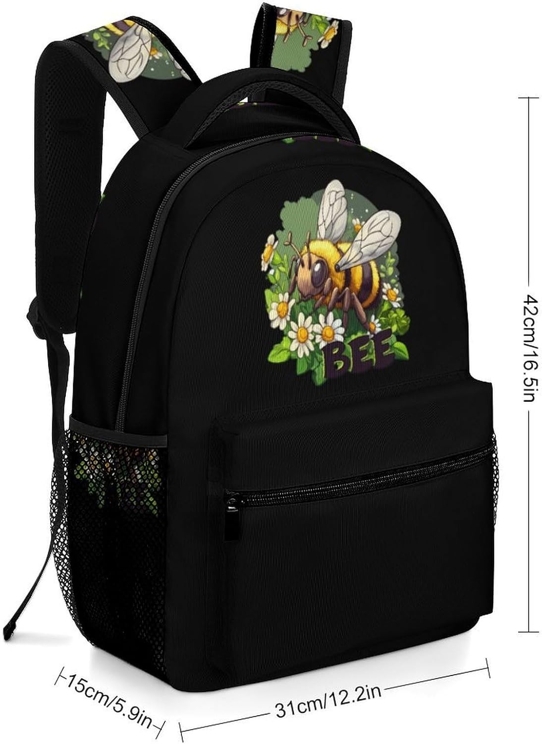 Bee Daisy Flower Laptop Backpack Lightweight Travel Daypack Shoulder Bag for Men Women