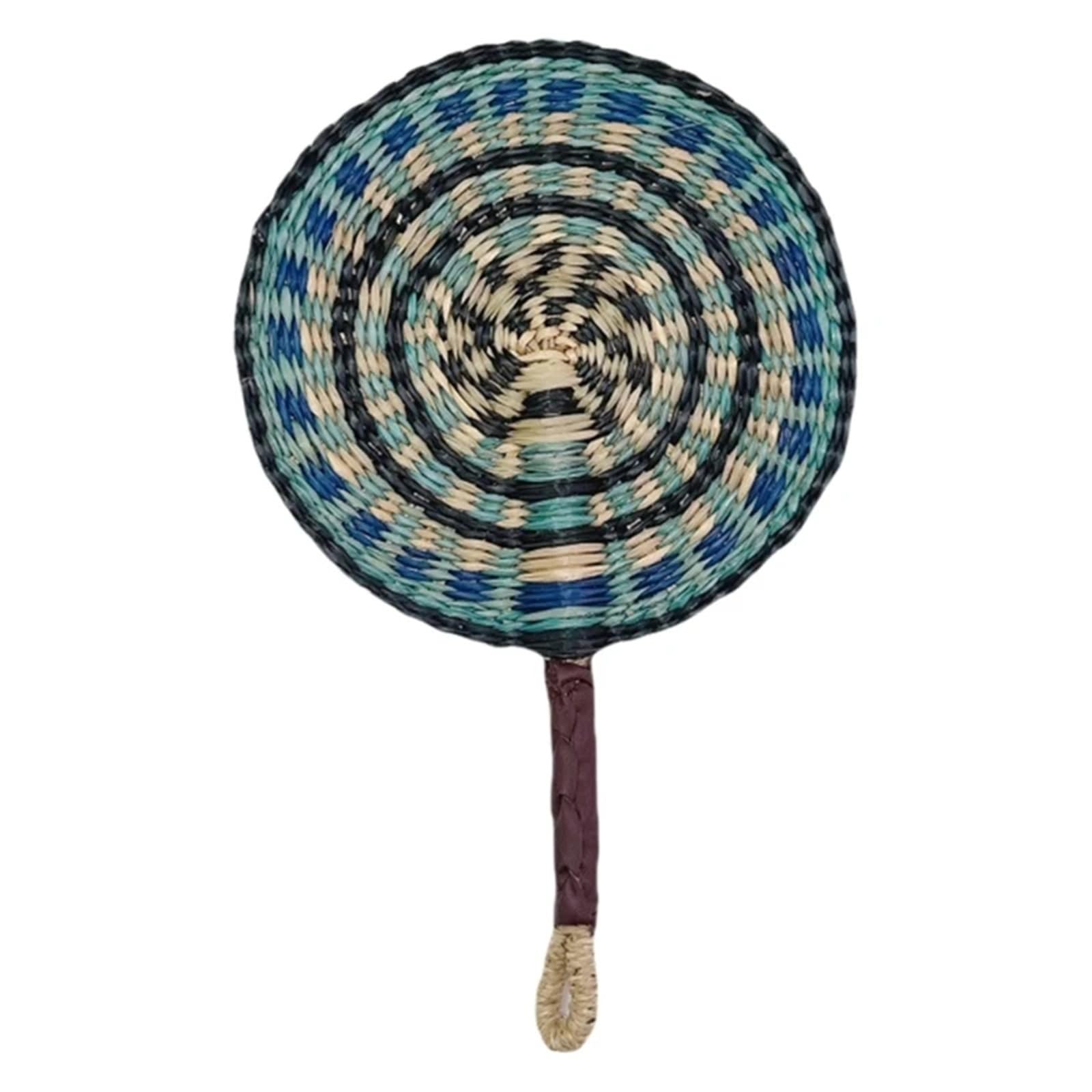 WJLYDM Woven Straw Fan Summer Cooling Grass Handwoven Handmade Hanging Decorations For Bedroom Wedding(Color04)