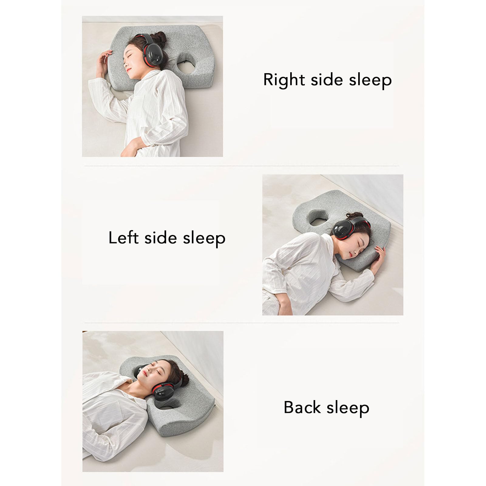 Cuscino Auricolare a Doppio Foro per Chi Dorme Sul Fianco con Memory Foam Ad Alta densità e Design Adatto Alle Orecchie per un Sonno Confortevole, 1 unità