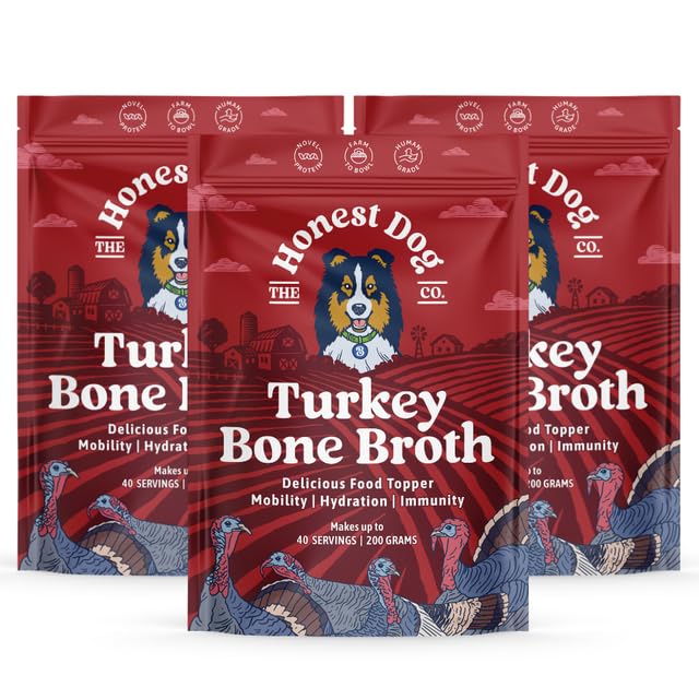 Honest Dog Co. Turkey Bone Broth for Dogs & Cats with Collagen & Protein