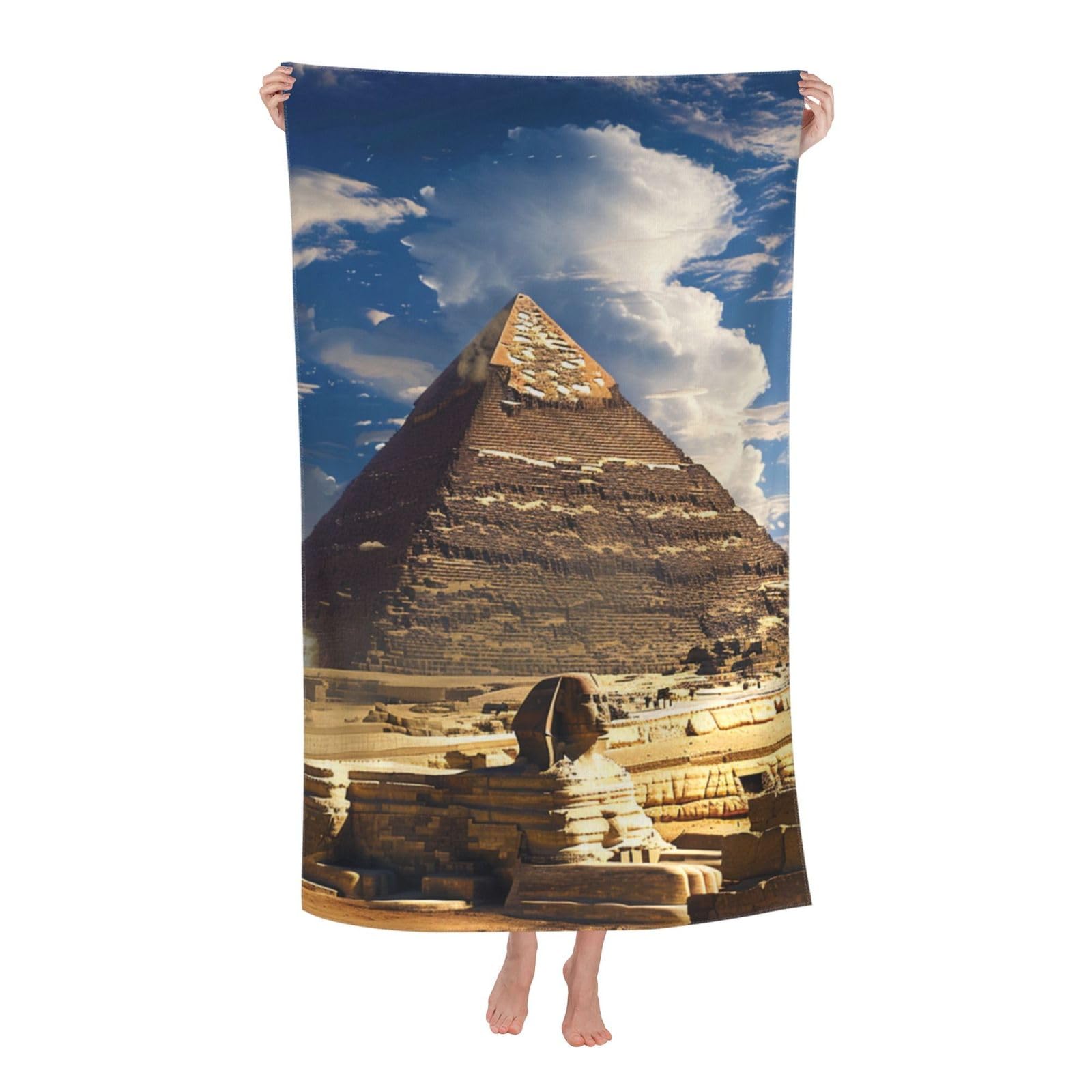 BWWHCCTI Pyramids of Egypt Printed Quick Dry Bath Towel, Soft Microfiber Towels Fast Drying Beach Towels for Travel,Camping,Gym,Swimming,Yoga