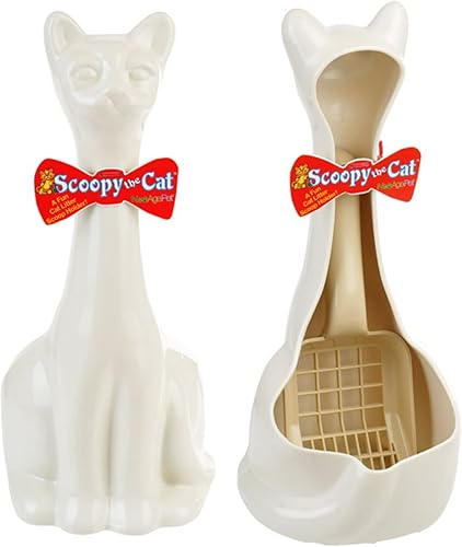 New Age Pet Scoopy - Soporte para arena para gatos con cuchara, color blanco (IND003W)