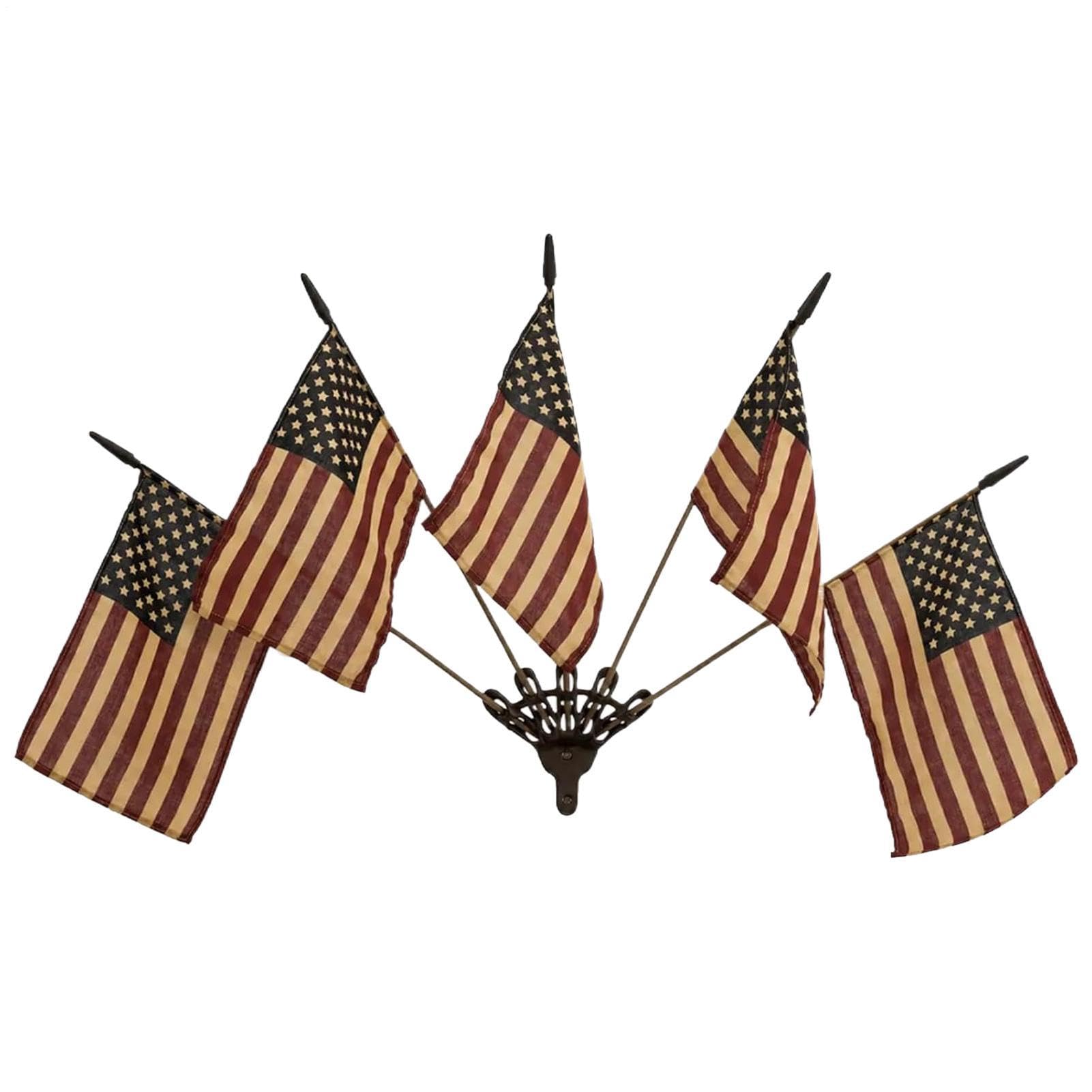 Cinq Drapeaux Muraux Teintés de Thé pour Salon et Ferme Rustique