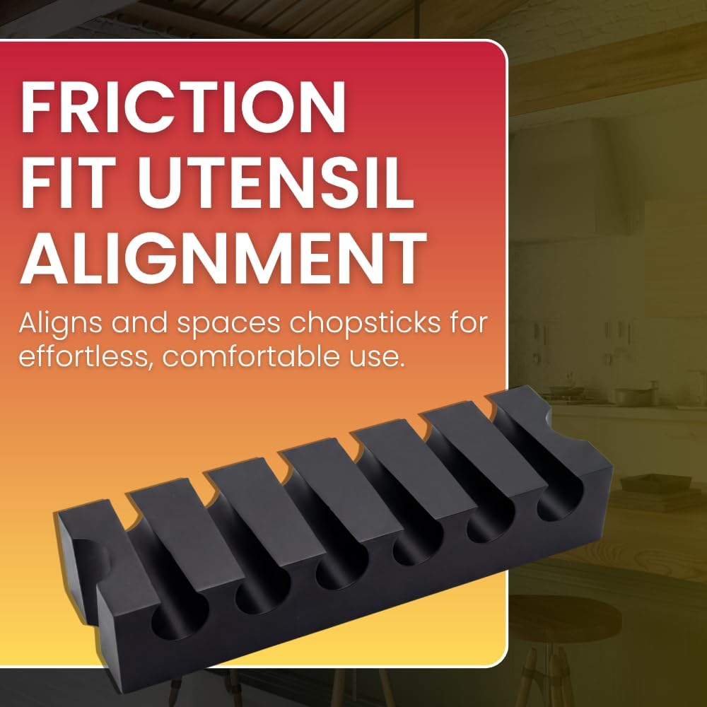 Chopstick Holder Organizer for Eating Utensils – Friction Fit Alignment Clip | Keeps Chopsticks Evenly Spaced | Kitchen Drawer and Dining Table Utensil Storage Accessory image 3