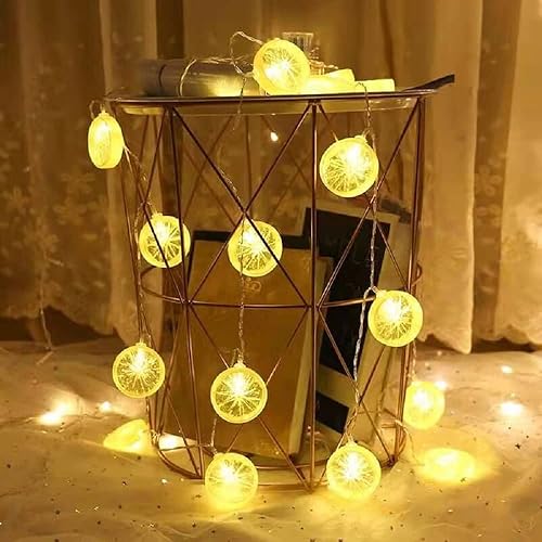 Miniatura 4 de Merdeco - Tira de luces de limón, 10 pies, 20 luces LED enchufables, color blanco cálido, para fiesta de cumpleaños, boda, decoración del hogar