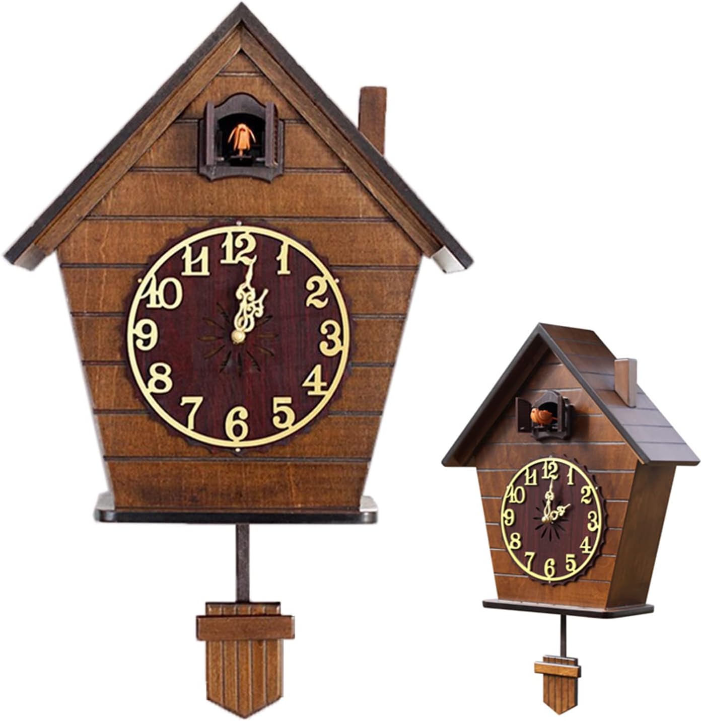 Cuckoo Wall Clock Vintage Hanging Clock Traditional Coo Coo Clock, Cute Bird Wall Clock Cuckoo Alarm Clock, Classic Cuckoo Clock Style for Home Living Room Decor,White 2