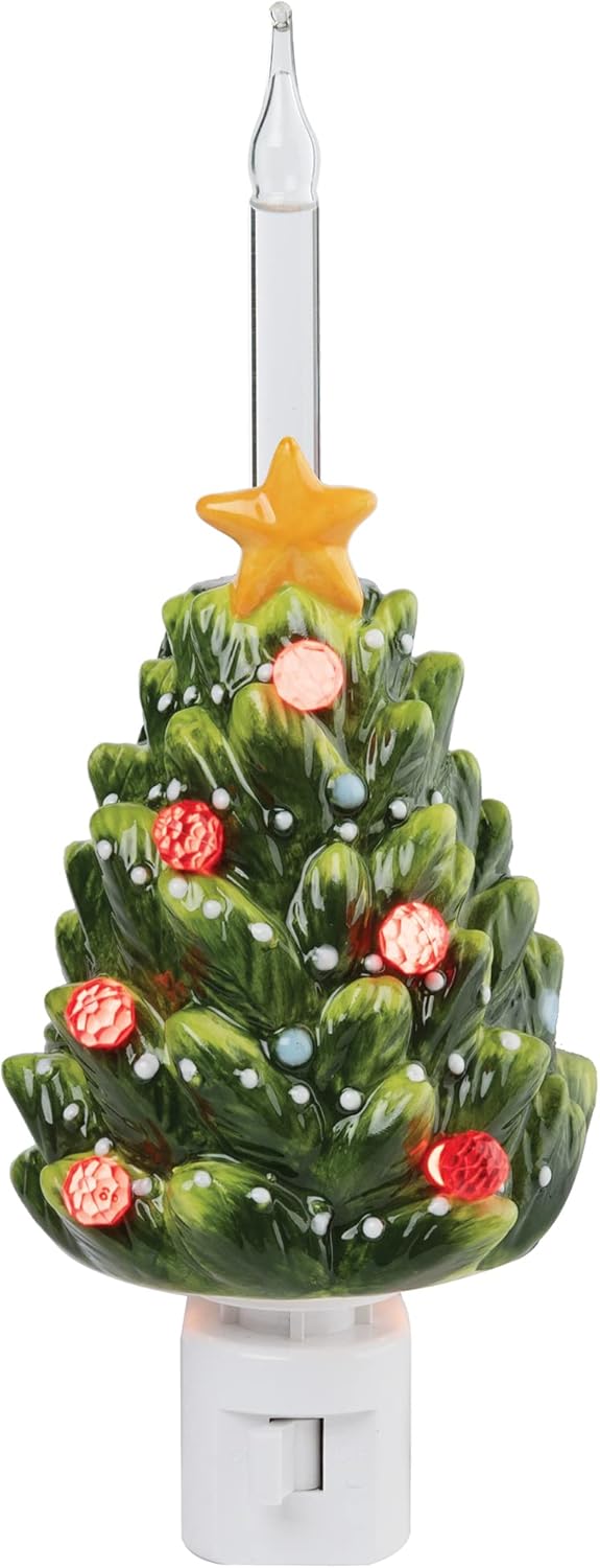 GALLERIE II Christmas Tree Bubble Plug-in Night Light Xmas Festive Winter Holidays Home Hallway Living Room Bedroom Bathroom Nightlights Premium Decor Decoration Green