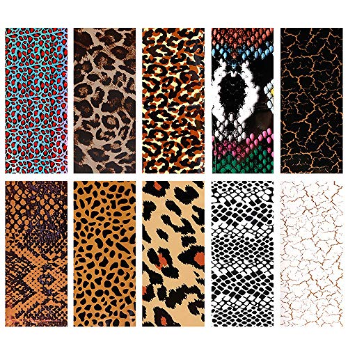 Leopard Nail Foils Nail Art Transfer Stickers, 10 Rolls Leopard Print Nail Foil Transfers Holographic Starry Sky Animal Skin Design Full Wrap Decals For Women Acrylic Nail Decor Nail Art Supplies #TOP2