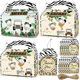 Apinwin 12PCS Mouse Safari Party Gift Boxes With Thank You Card Tags, Wild Adventure Animal Safari Goodie Candy Bags for Birthday Baby Shower Decoration Supplies