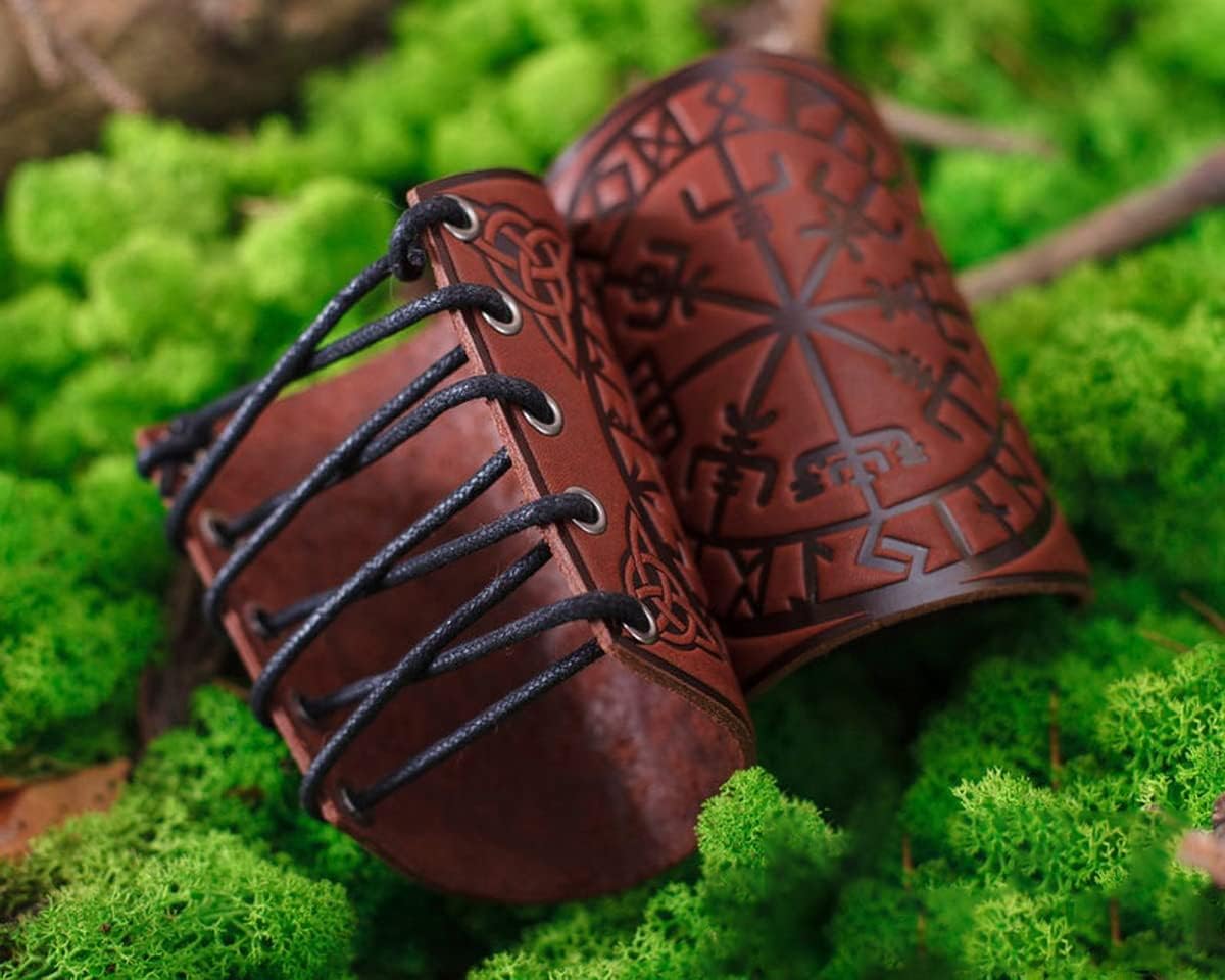 Thajaling Leather Gauntlet Wristband, Hand Made Full Grain Leather Wristband, Leather Cuffs Armband Jewelry - Image 5