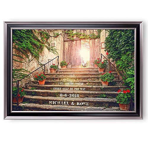 I Will Love You Every Step of the Way Framed Arts with Couple's Names Date and Your Own Message on,Gift for Wedding.With Different Frame Styles Framed Size:33 5/8 x 23 5/8 inches