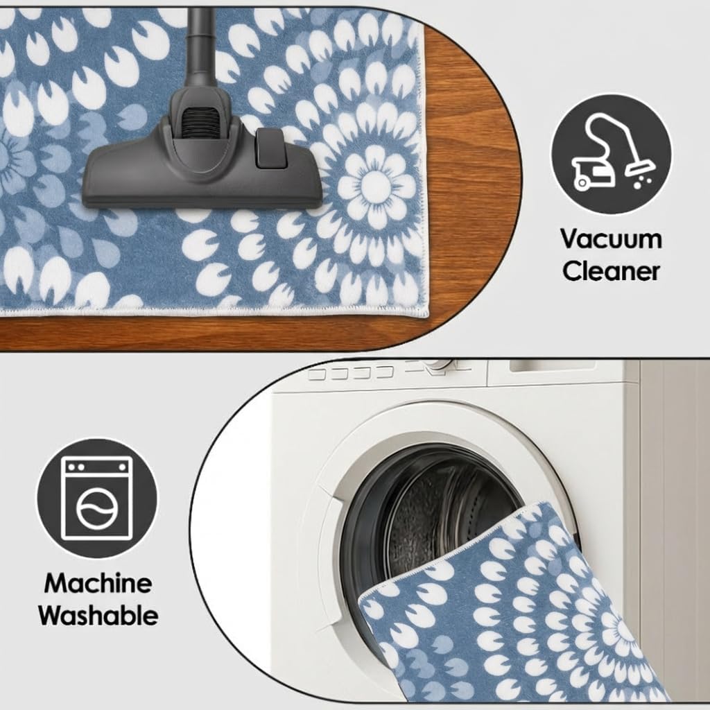Grey Kitchen Rugs Sets of 3, Non Slip Washable Farmhouse Kitchen Mats for Floor, Area Runner Rug for Laundry Room and Hallway