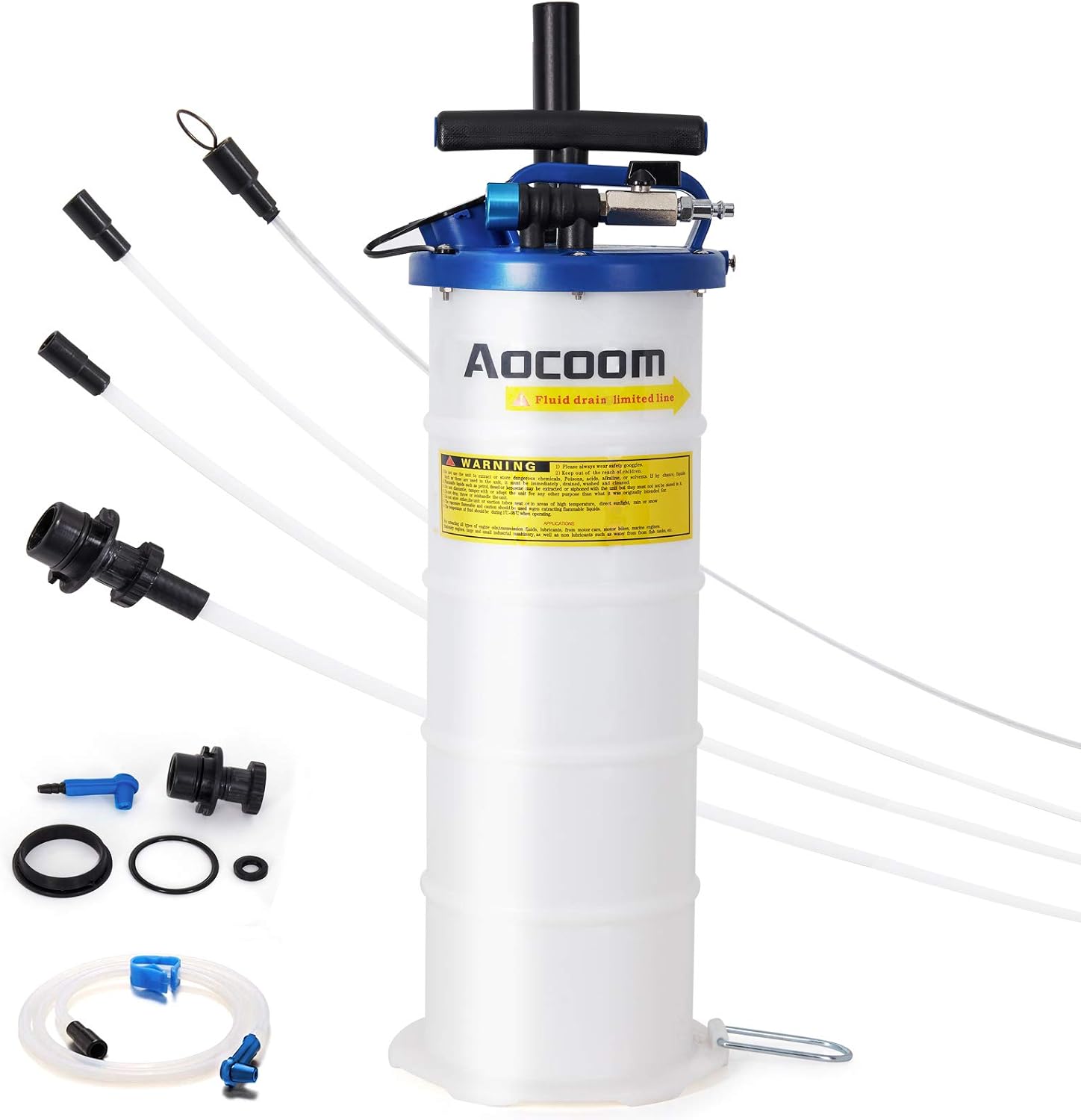 Aocoom-QingCang 6.5 Liter Oil Changer Vacuum Transmission Fluid Extractor Pneumatic/Manual Fluid Evacuator with Pump Tank Remover and Brake Bleeding Hose Engine Oil Change & Fluid Change Tool