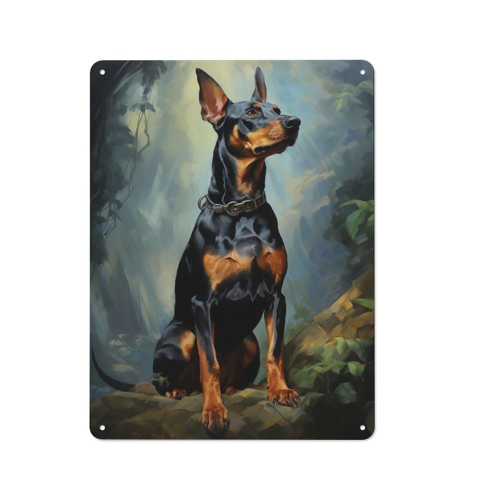 Junmoney Style-18 Dobermann Portrait Rustic Metal Plaque 40X30cm For Café Or Restaurant, Wall Decor For People Reorganising Café And Restaurant