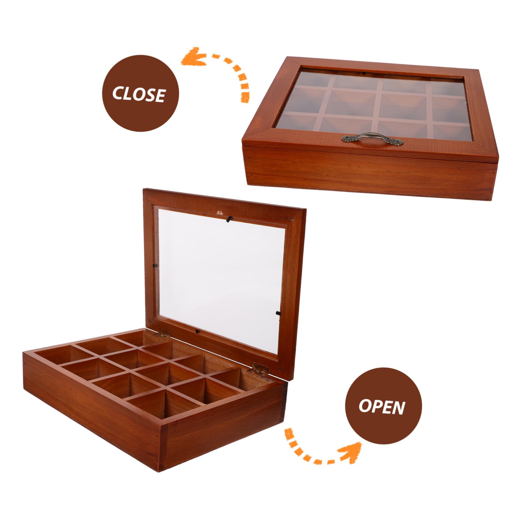 Alipis Aufbewahrungsbox Durchsichtigem Deckel mit 12 Fächern für Teebeutel Acryl und Edelstahl Einfacher Organizer für Küche und Essbereich