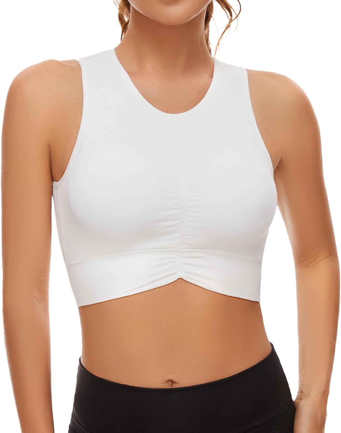 YUTYTH Sports Bras Women, Wireless High Neck Crop Tops Vest Tank Tops Padded Seamless Comfort Bras for Ladies Yoga Everyday Wear