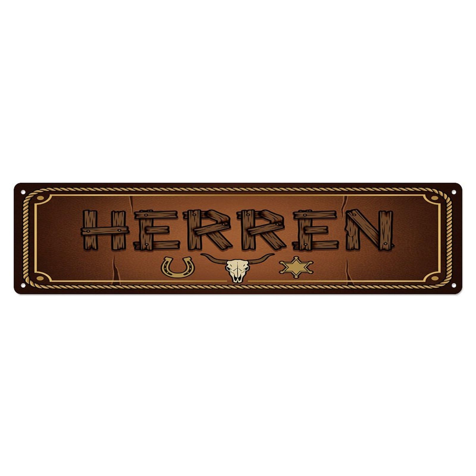 Western Saloon Cowboy Restroom Toilet(WC) Door Metal Tin Skinny Sign Plaque Wall Decor for Cafe, Club Bar, Office, Home Garden Metal Poster 4x16Inch