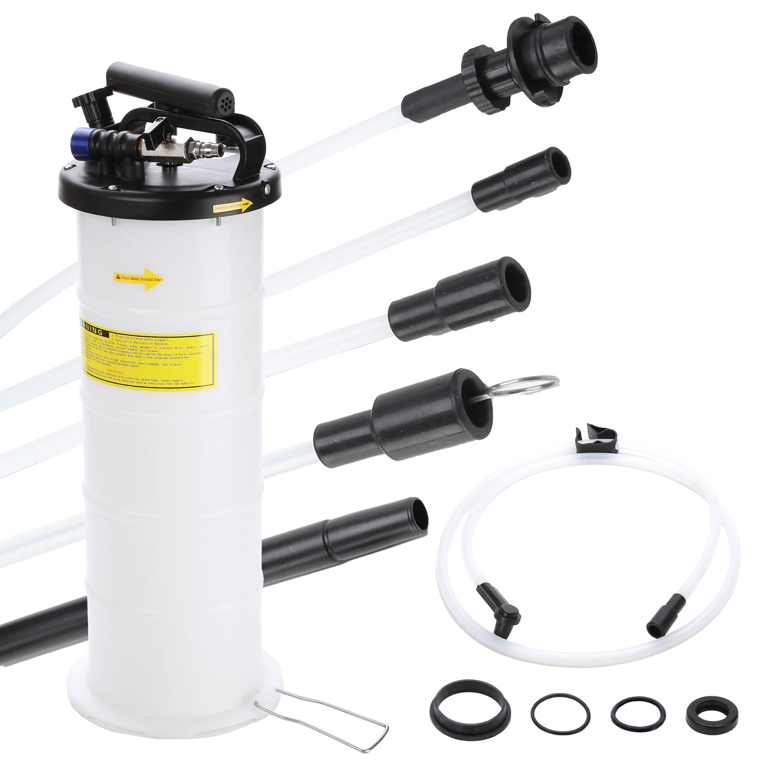 6.5-Liter Pneumatic/Manual Fluid Extractor,Powerful Pump for Clean Vacuum Extraction of Engine Oil and Transmission Fluid, Enhanced Overflow and Leak Prevention.