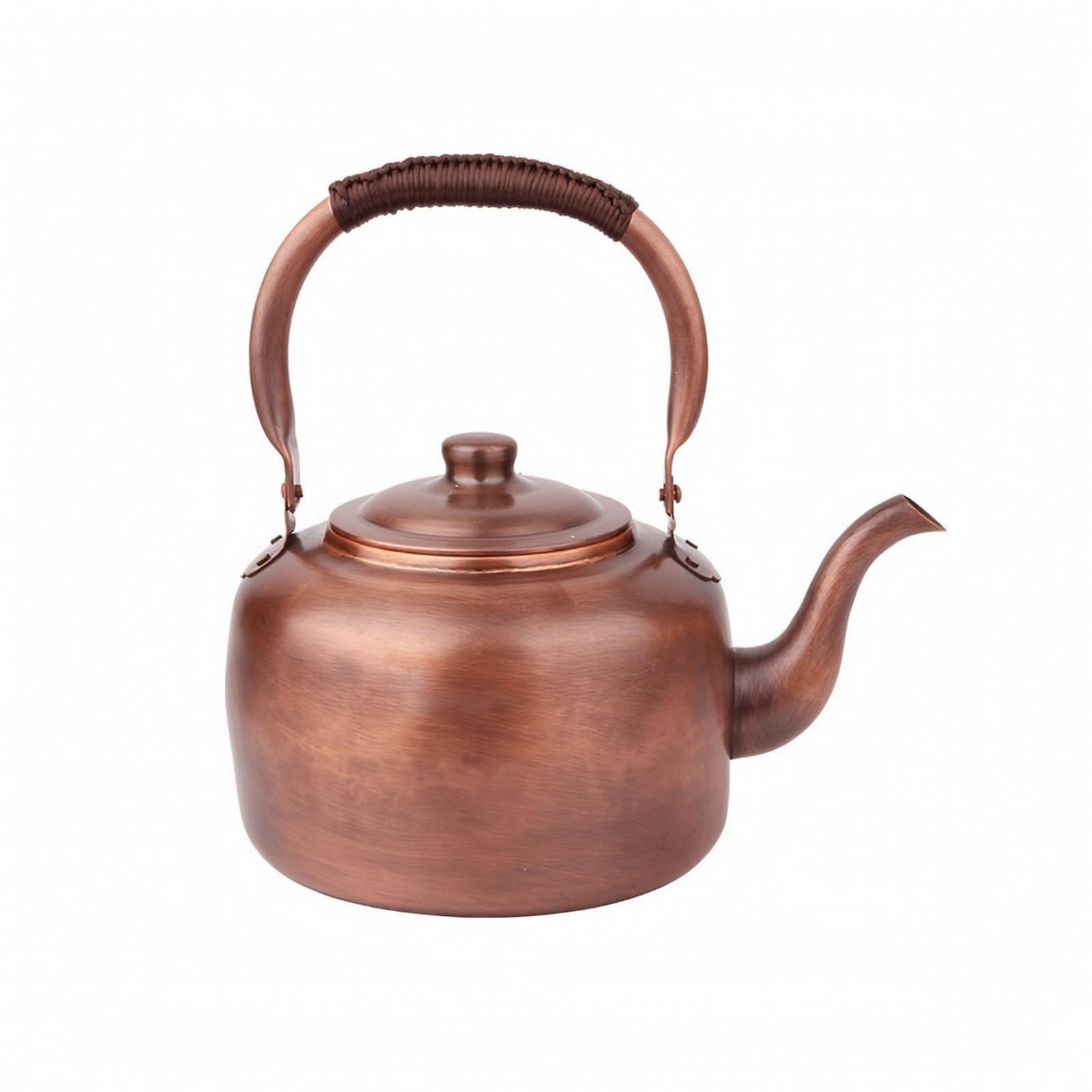 Ergonomisch Teekessel mit Griffwicklung | Kupferfarbenes Finish, Teekessel mit gebogenem Ausguss, Klassisch, Wasserkessel Griff, für Teestunde, 7L, Induktionskocher