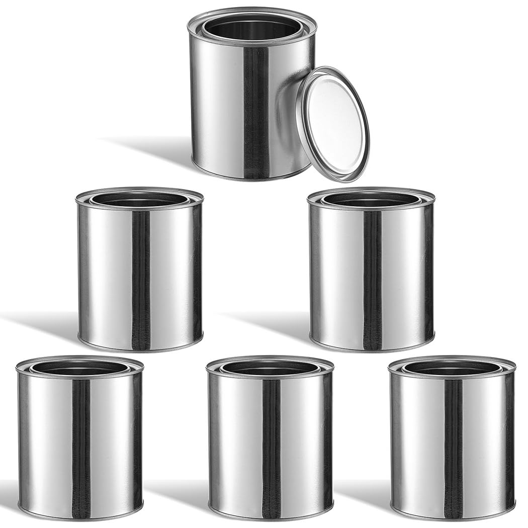 Metalowe puszki na farbę, puste puszki z farbą bez podszewki z pokrywkami, metalowe wiadra na farby, 1/2 litra, do projektów DIY, pojemniki do przechowywania farb, rozpuszczalników, klejów, powłok