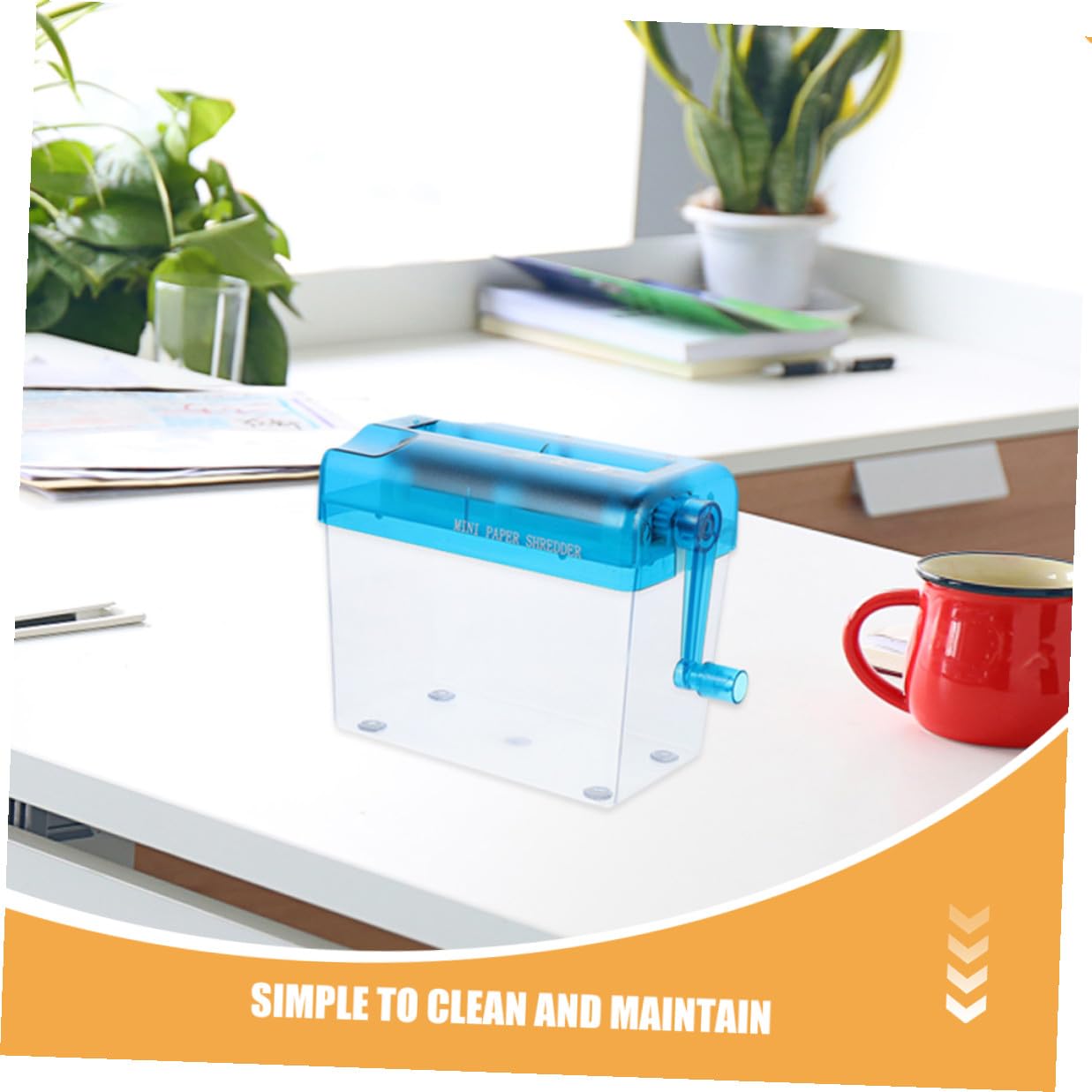 ULTECHNOVO 2 pezzi Mini Distruggi Documenti Manuale Portatile per Ufficio e Casa Trita Carta Compatta per Documenti Sensibili Utensile da Scrivania senza Elettricità Adatto per Appunti e
