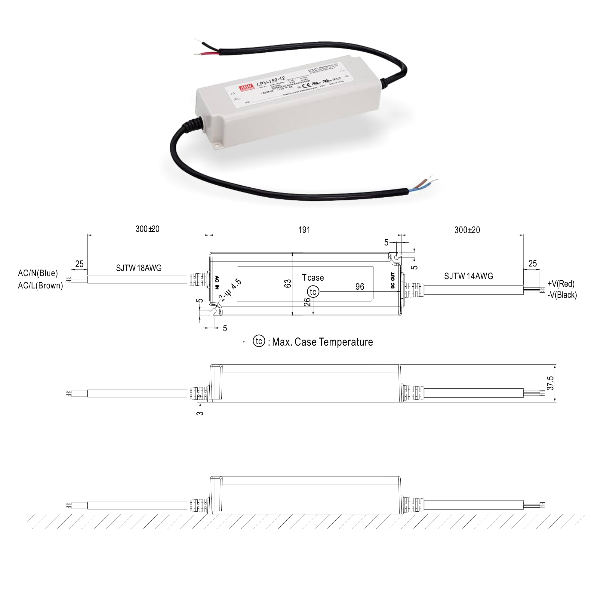 Alimentation LED Mean Well 100 W 24 V 4,2A ; MeanWell, LPV-100-24 ; Alimentation à découpage