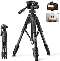 Lamicall 67" Heavy-Duty Tripod: 17.6lbs Load, Rapid Deployment, Phone Holder for DSLR, iPhone, GoPro Vlog & Photo Stand