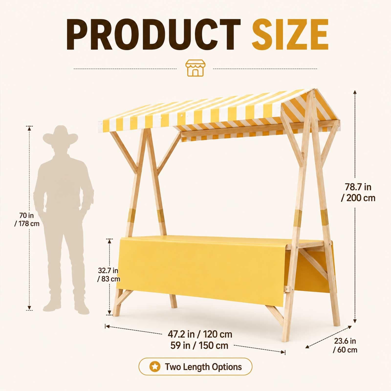 Carrello Per Venditori All'Aperto Espositore Mobile, Banco Vendita Pieghevole In Legno Con Tettoia, Bancarella Per Street Food, Mercati Agricoli, Fiere, Eventi E Festival(Green1,47.2in/120cm)