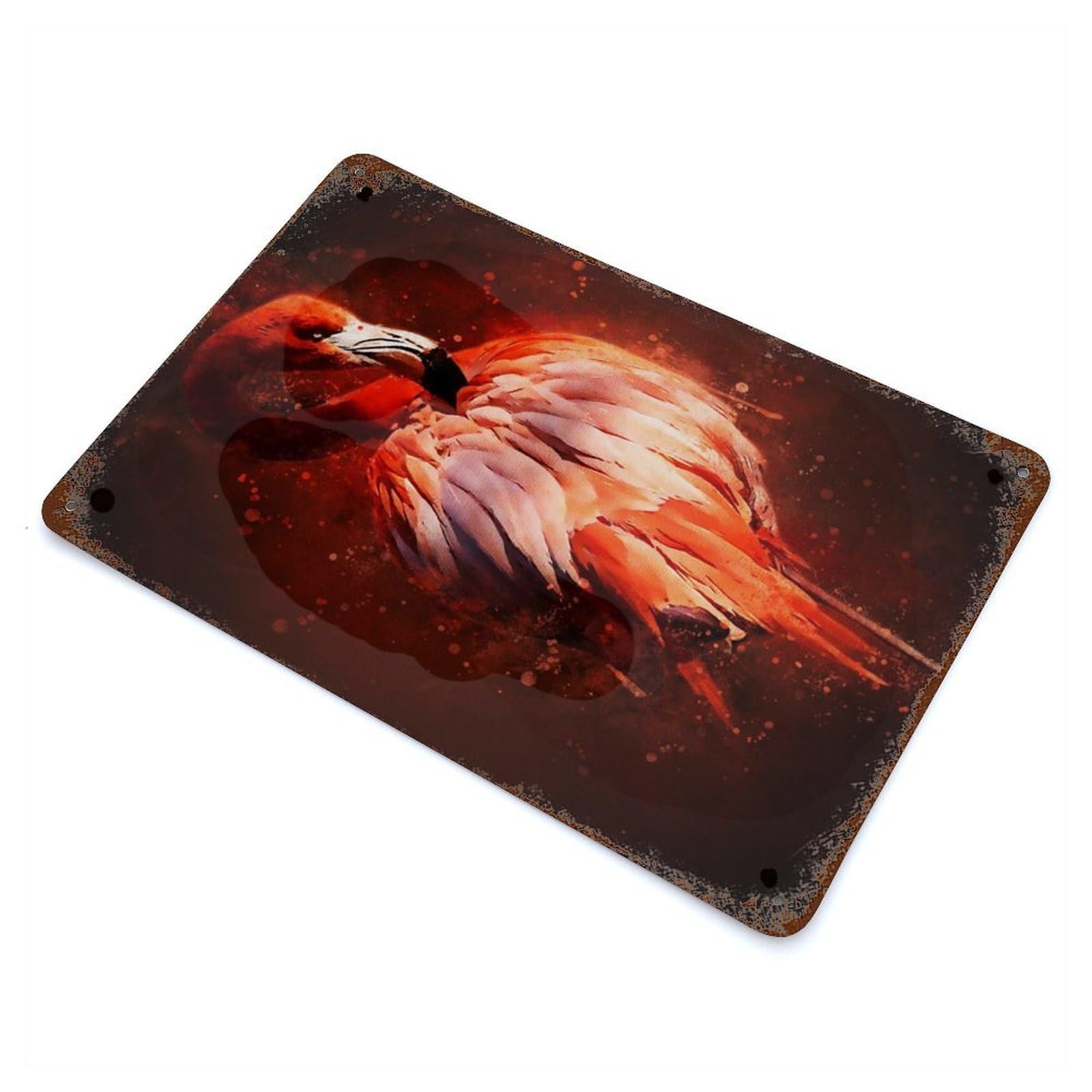 Garage Style Flamingo Bird Vintage Rust Metal Sign 11.8"x7.9", Rustic Home Decor for Bar And Workshop