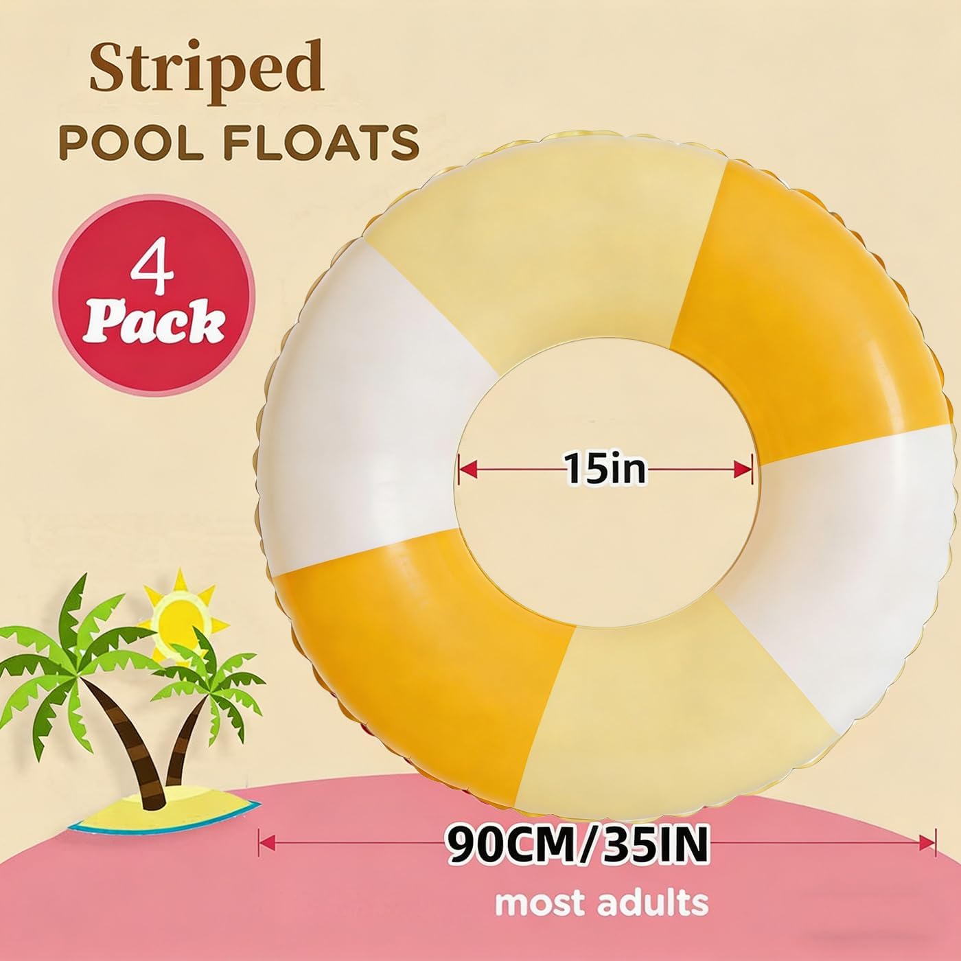4PCS Floats for Adults Rings Lollipop Striped Pool Float Large Swim Ring for Adults,35 Inch Classic Striped Teens Adult Inner Tubes Summer Beach Bachelorette Party