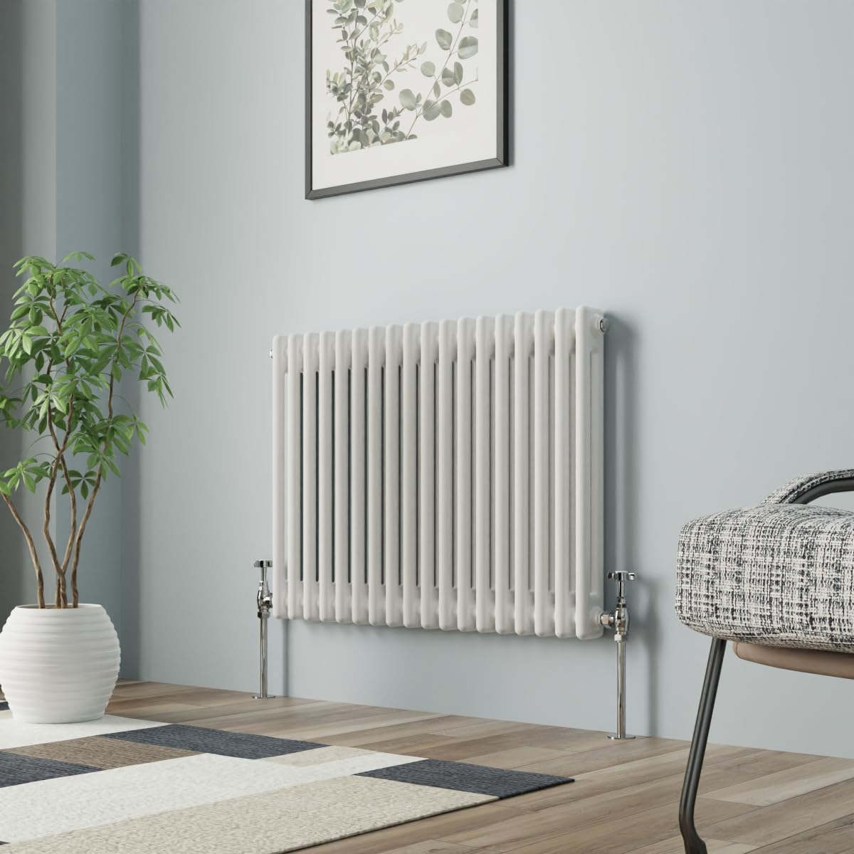 Nrg White Column Radiator Gloss 600X830mm Double Cast Iron Rads