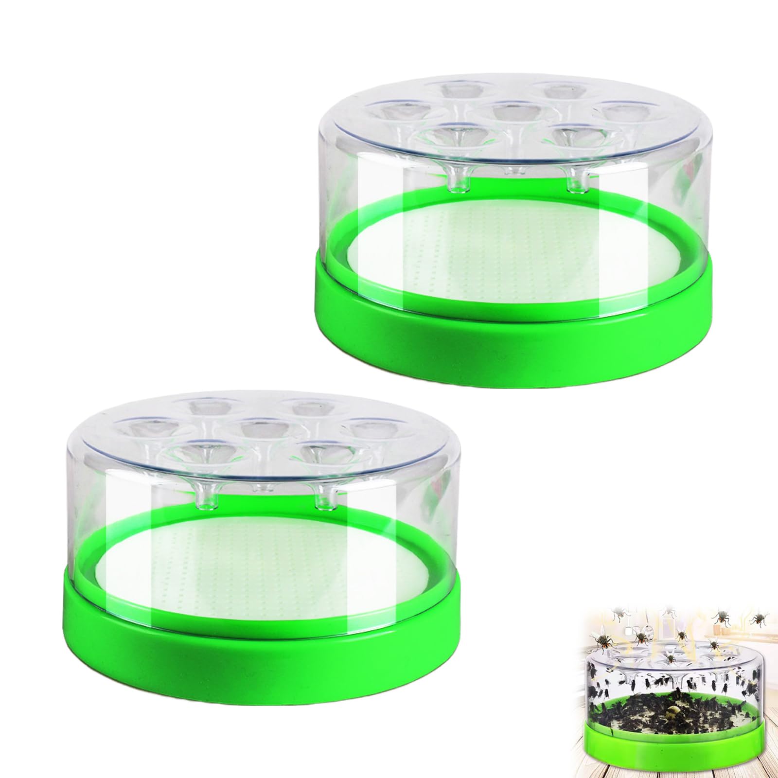 Reusable Non-electric Fly Trap, Funnel One-Way Entry Fly Catcher, Transparent Fly Trap Container, Easy to Clean for Home Kitchen Garden Restaurant Livestock Farm (2pcs)