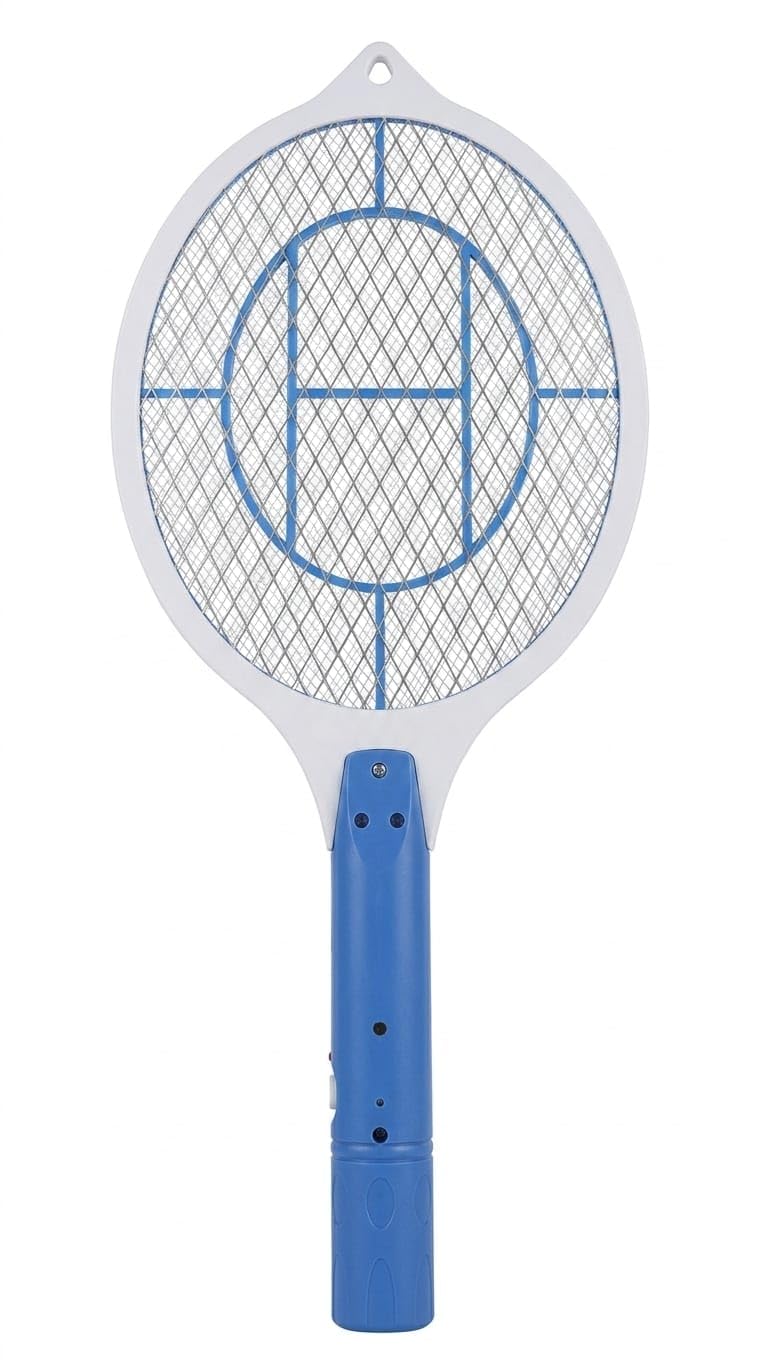 Electric Mosquito Racket Bat Swatter, Blue and White, Battery Powered, Insect Killer for Indoor and Outdoor Use (2)-image-44