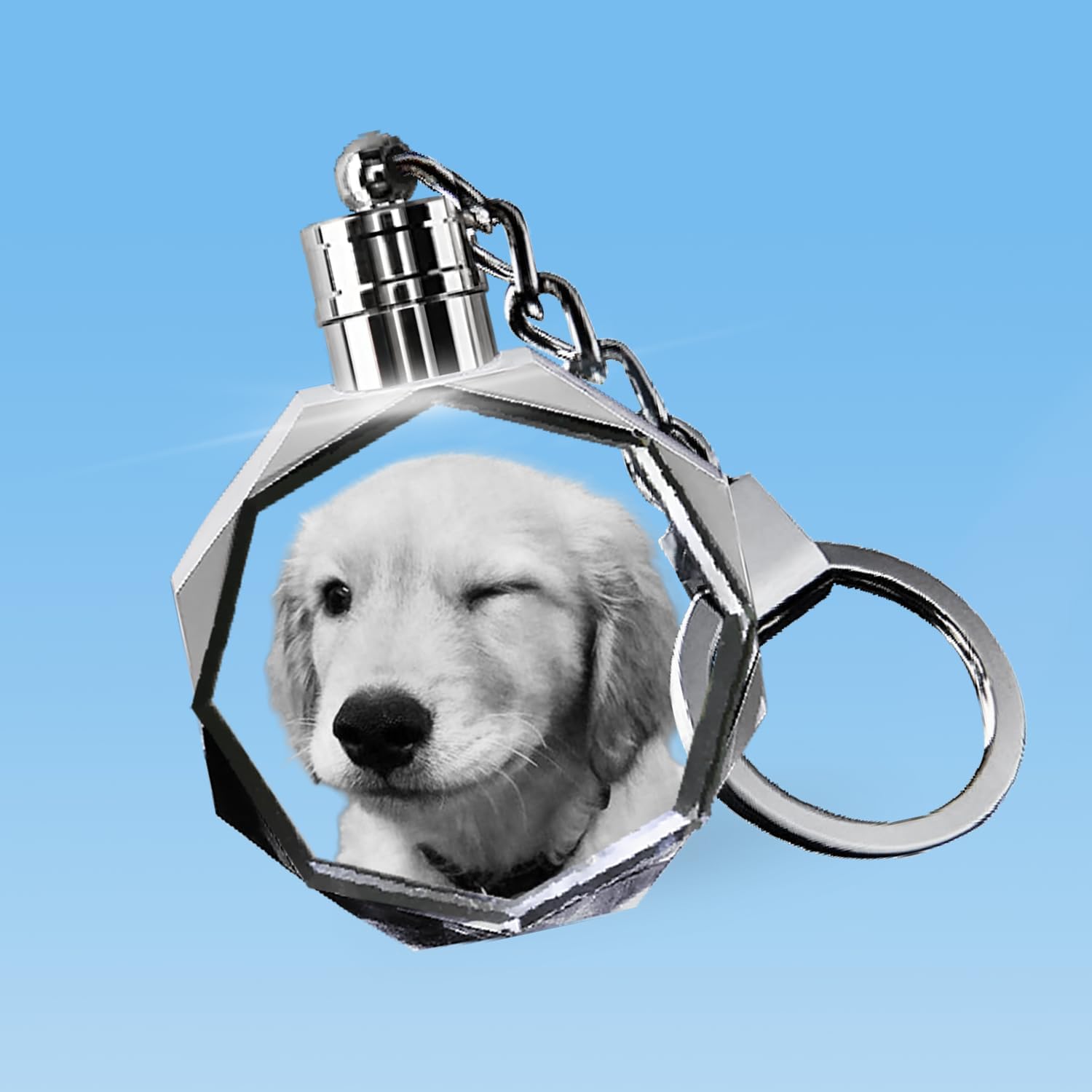 HAN'S LASER Personalized 3D Keychains with LED Light, Crystal Keychain with Your Own Photo, Great Memorial Gifts