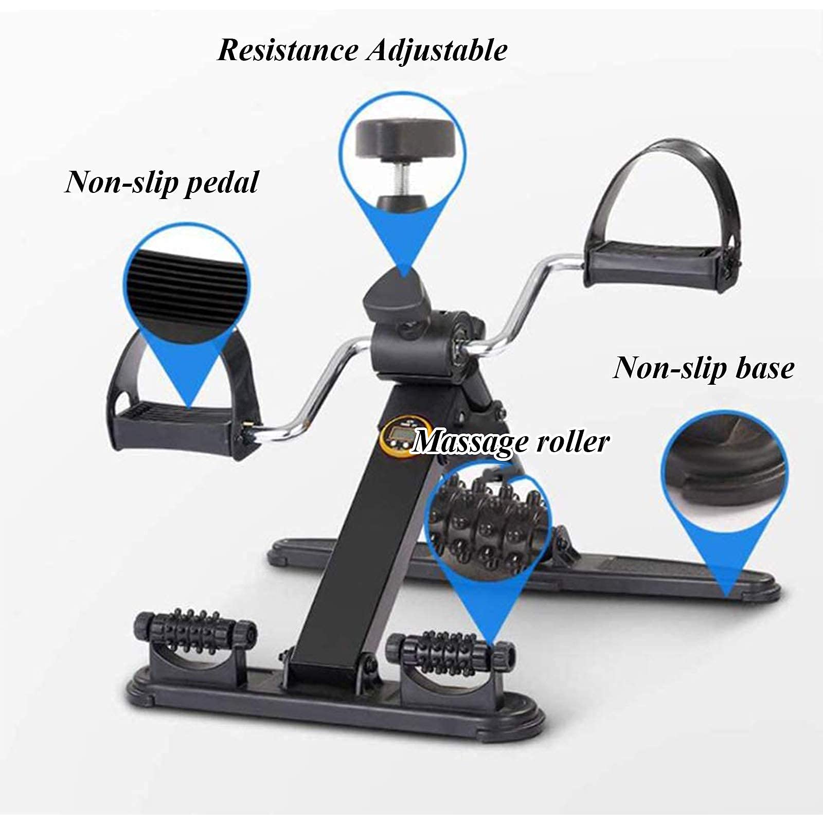 Riabilitazione per Gambe e per Arti Inferiori, Pedale Portatile Multifunzionale, Cyclette per Uso Domestico Regolabile per Gambe Piccole, pedaliera per Ufficio a casa