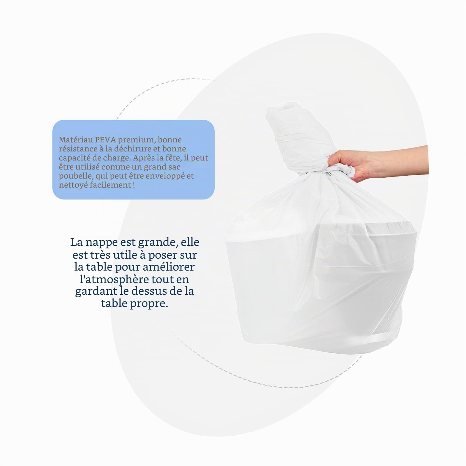 Lot de 20 nappes Blanches pour Tables rectangulaires Nappes jetables en Plastique Blanc pour fête d'anniversaire, Mariage, réception, Enterrement de Vie de Jeune Fille, Baby Shower