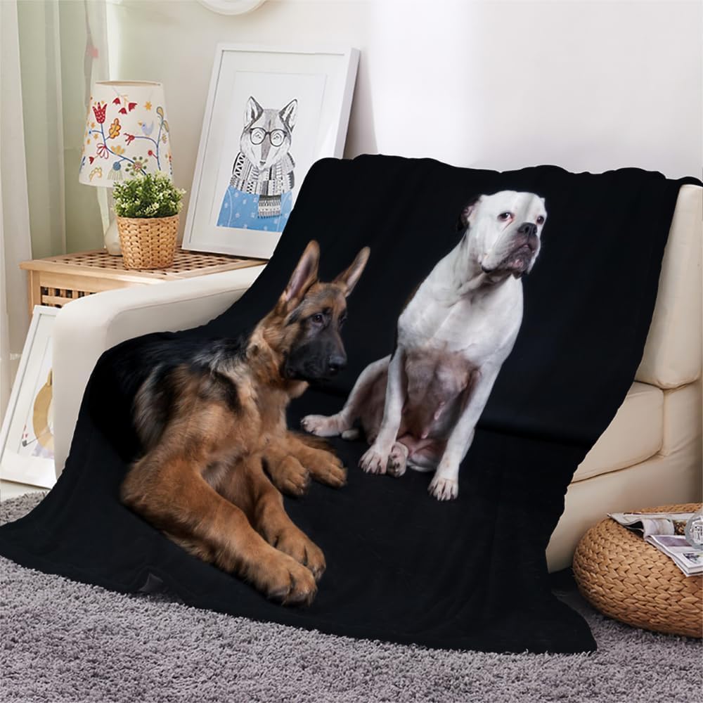 Couverture Chien 3D Plaid Polaire 220x240 Chien de Berger Doux Microfibre Couverture en Flanelle Chien Blanc Couvertures et Plaids Chaud pour lit Jeté de Canapé m1161