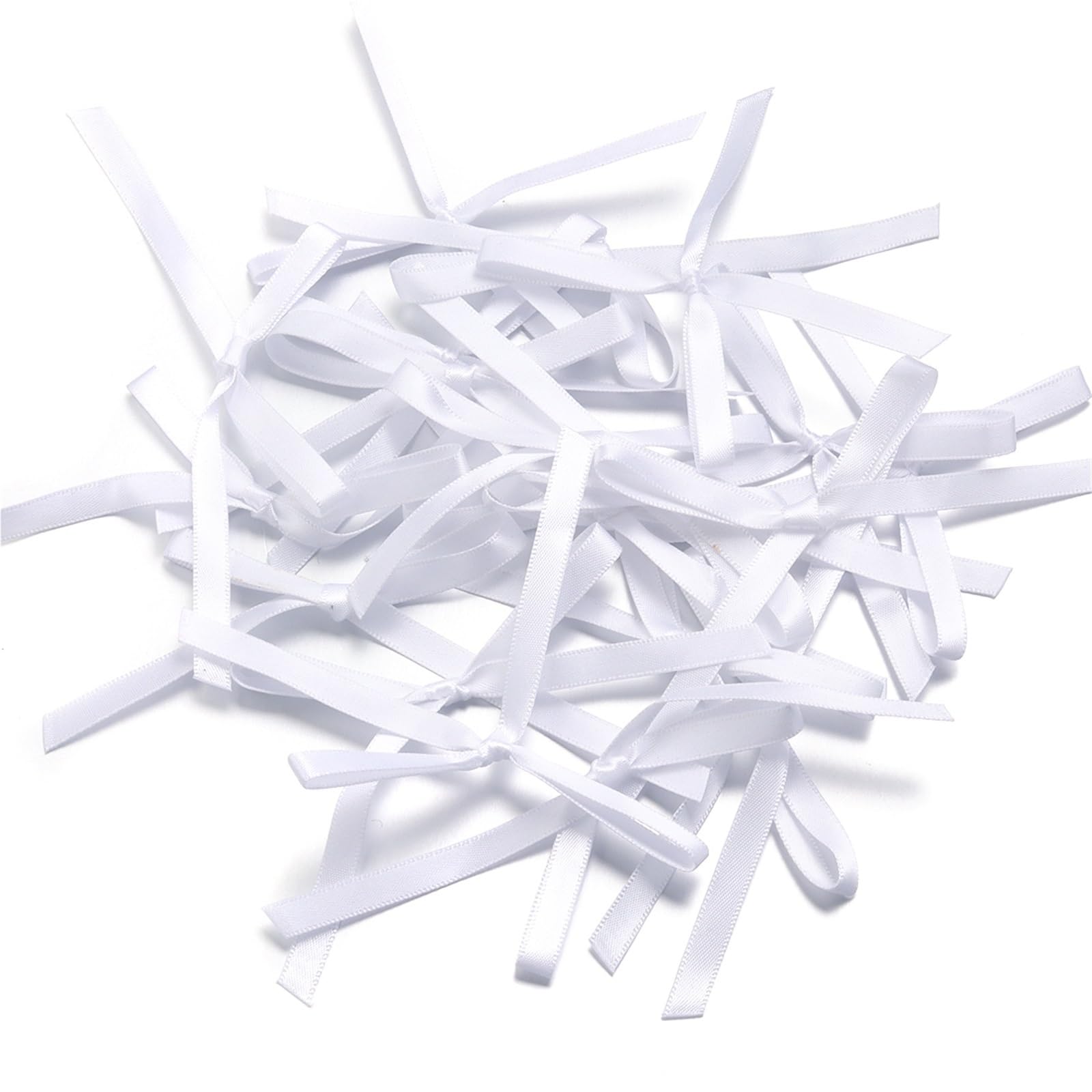 UJEDFHV Mini Bow Satin Ribbon Bows Bowknot Tassel Bow For Wrapping Bridal Bouquet Wedding Party Decoration for DIY Crafts(A White(30pcs))