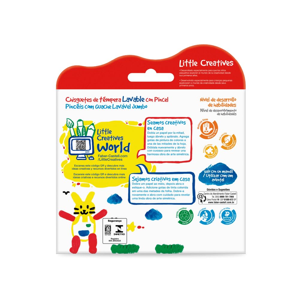 Little Creatives Jumbo Gouache Paintbrushes, Faber-Castell, Kids Paint Kit, Preschool, 6 Colors 2