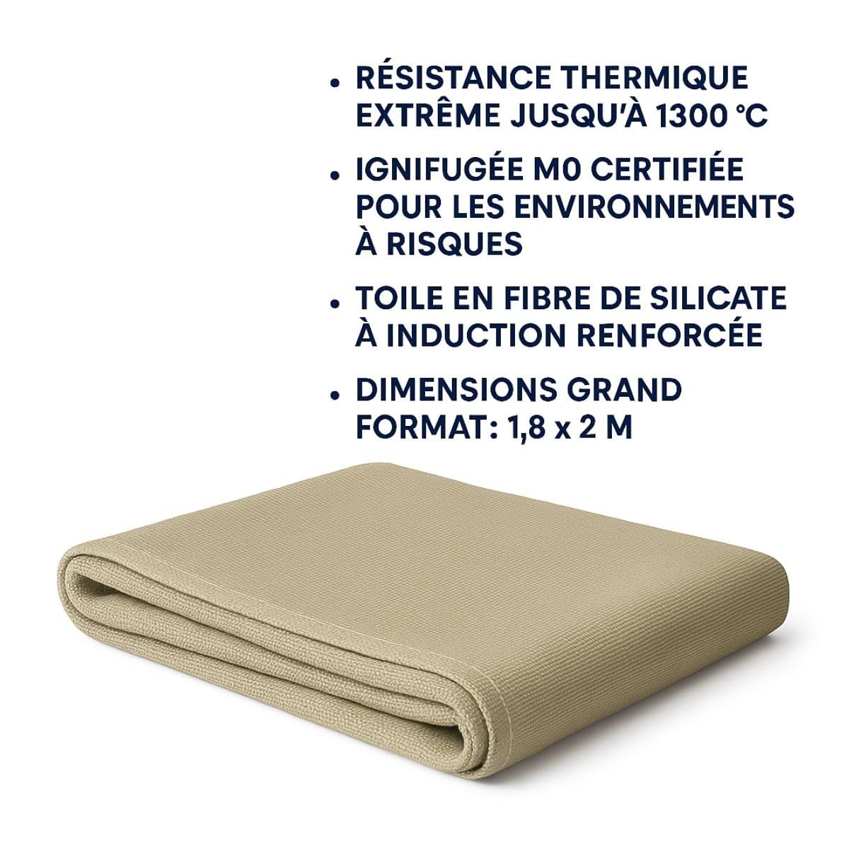 PROWELTEK Lona de soldadura 1,8 × 2 m – Manta antifuego M0 1300 °C – Lona anticalor de fibra de silicato con inducción Vermiculita